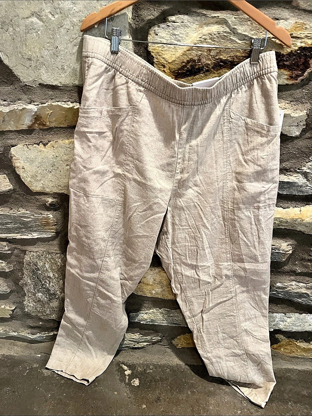 Old Navy High-Waisted Cropped Linen-Blend Tapered Pants Pink XL